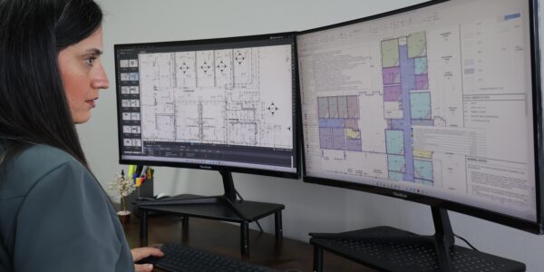 Woman working on estimation for a commercial flooring project
