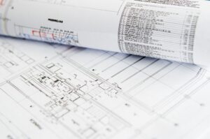 Architectural blueprints and technical drawings